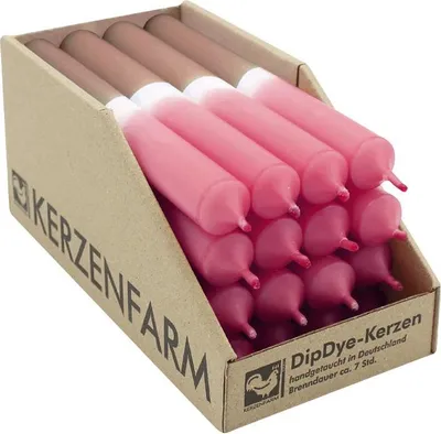Produktbild von DIP DYE Stabkerzen aus Paraffin, 180/22 mm, Altrosa-Taupe, KERZENFARM HAHN, Brenndauer ca. 7h, 16 Stück pro Verpackung