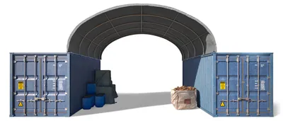 Produktbild von TOOLPORT Container Überdachung Contop 6x6m – PVC Plane 2300N grau – Lagerhalle Schüttgut Unterstand Zelthalle