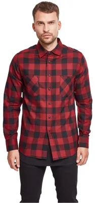 Produktbild von Urban Classics Herren Checked Flanell Shirt TB297, Mehrfarbig (Blk/Burgundy), XL