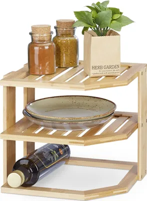 Eckregal aus Bambus, 24x27x25,5 cm, Standregal, natur
