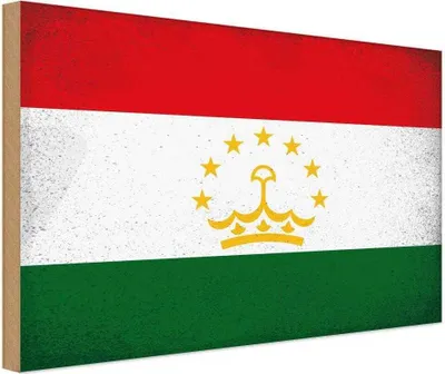 Produktbild von vianmo Holzschild 20x30 cm Tadschikistan Tajikistan Vintage Flagge Fahne Wappen