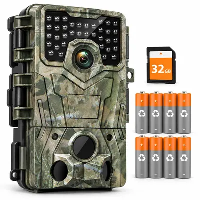 Produktbild von Wildlife Kamera 4K 36MP Full HD mit Bewegungssensor Nachtsicht 32GB TF Karte 0,2s Auslösezeit IP66 wasserdicht Zeitraffer Tiere