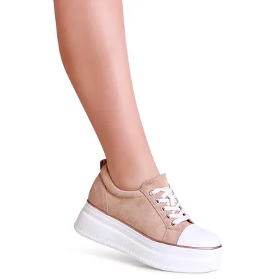 Produktbild von topschuhe24 2016 Damen Plateau Halbschuhe Sneaker, Farbe:Beige, Größe:40 EU