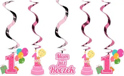 Immagine prodotto di Girelle rosa per il primo compleanno, 60 cm, 5 pezzi, 1 confezione.