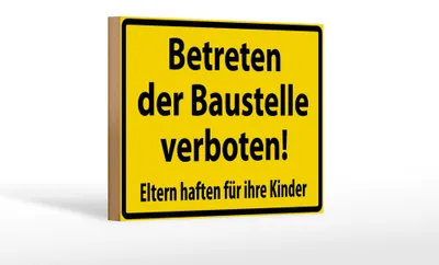 Produktbild von Holzschild Warnschild 18x12cm Betreten Baustelle verboten