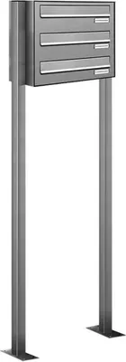 Produktbild von 3er V2A Edelstahl Standbriefkasten Freistehend Durchwurfanlage