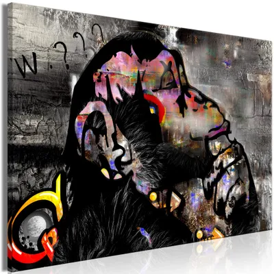 Obrázok produktu pre Obraz z netkanej textílie - Zamyslená opica (1 diel) Široký 120x80 cm Streetart g-C-0391-b-a