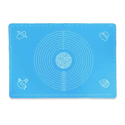 Produktbild von XXL 65x45cm rutschfeste Silikon Backunterlage Backmatte Teigmatte Rollmatte Silikonmatte Dauerbackmatte Blau