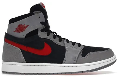 Image de Jordan 1 High Zoom Air CMFT 2, coloris Noir, Rouge et Gris (style "Cement"), taille EU 46