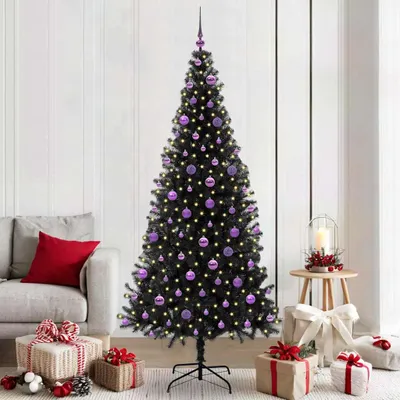 Zdjęcie produktu dla Maison Exclusive – choinka bożonarodzeniowa z 300 diodami LED i stojakiem, czarna, 210 cm, PVC