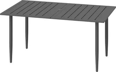Produktbild von Gartentisch 150x90cm, Wetterfest Balkontisch aus Stahl, Balkontisch mit Schirmloch Lamellendesign Outdoor Campingtisch Beistelltisch, rechteckig Terrassentisch für Garten Balkon Schwarz |
