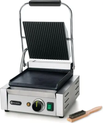 Produktbild von HENDI Kontaktgrill Einzelausführung oben gerillt/unten glatt 1800W
