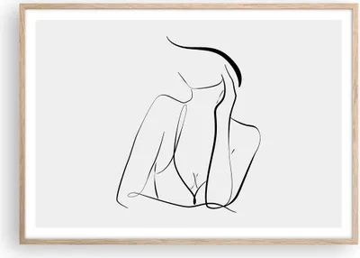 Produktbild von Gerahmtes Poster - Rahmen in heller Eiche - Frau Linien Minimalismus - 100x70 cm - Wand Bild - Wanddeko - Wandbilder - Kunstposter - Wandposter - Bilderrahmen - Bilder - Kunstdruck - P2NAA100x70-4488