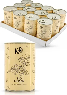 Produktbild von KoRo I Braune  Linsen in der Dose 12 x 240 g