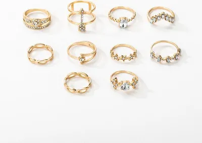 Imagen del producto de Juego de anillos dorados, estilo retro, punk y bohemio, modelo 77
