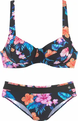 Produktbild von LASCANA Bügel-Bikini bedruckt-schwarz-bunt Größe 38 Cup F