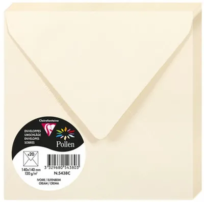 Image de Enveloppes Clairefontaine Pollen, ivoire, 140 x 140 mm, lot de 20