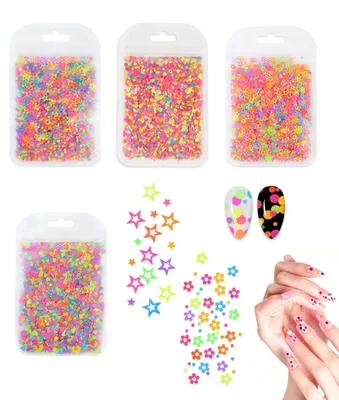 Nagelkonfetti-Set, 4 Stile, Neon, 3D-Nageldekoration, DIY