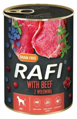 Obrázok produktu pre Dolina Noteci Rafi, Dospelý, Akékoľvek plemeno, Obrovský (> 45 kg), Veľké (26 až 44 kg), Stredné (11 - 25 kg), Malé (5-10 kilogramov), Extra..., Hovädzie mäso, 400 g