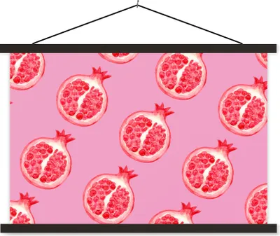 Produktbild von MuchoWow® Textilposter Obst - Rosa - Muster 90x60 cm mit schwarzem Rahmen - Aufhängungssatz