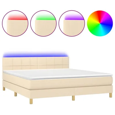 Produktbild von Boxspringbett mit Matratze & LED Creme 180x200 cm Stoff