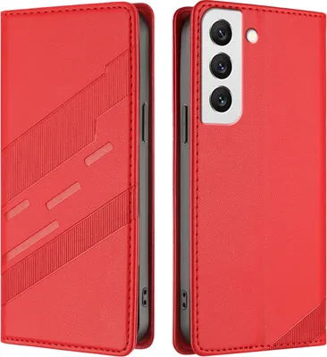 Obrázek produktu pro Pouzdro pro Samsung Galaxy S22 5G,Polyuretankožené peněženkové pouzdro s přihrádkou na karty a funkcí stojánku Rot
