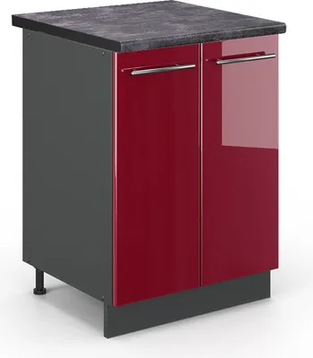 Zdjęcie produktu dla Szafki kuchenne Vicco Fame-Line Bordowa Czerwień wysoki połysk 60 cm , BP Antracyt, Model 45962