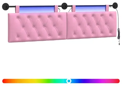 Produktbild von vidaXL Hängendes Kopfteil Mit LED Licht Rosa Stoff