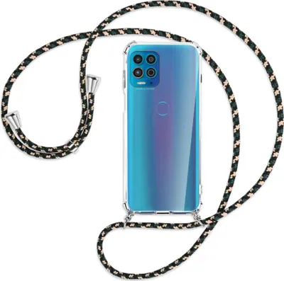 Produktbild von Handykette Backcover-Schutzhülle mit Band (Metall silberfarben) für Motorola Moto G100 - camouflage