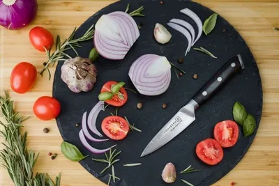 Image de KOHERSEN Paring Elegance Bois d'ébène Couteau à légumes Acier Damas 8.9