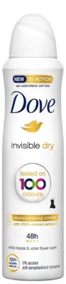 Productafbeelding van Dove Invisible Dry, Antiperspirant, Deodorant spray, Spray, 150 ml, 48 uur, Inhoudstoffen: Cyclopentasiloxaan, PPG-14 Butyl Ether, Aluminium Chlorohydraat, Parfum, Disteardimonium Hectoriet,...