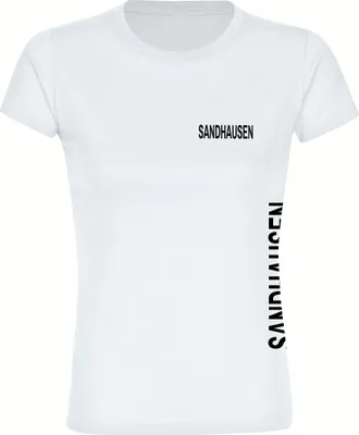 Produktbild von multifanshop Damen T-Shirt - Sandhausen - Brust & Seite, weiß, Größe L