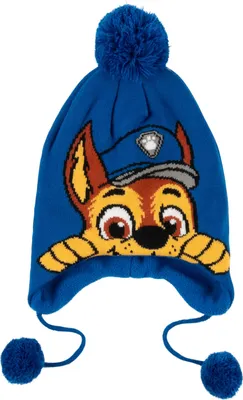 Produktbild von Paw Patrol Strickmütze Chase für Jungen - Kinder Wintermütze mit Bommel Mütze Blau