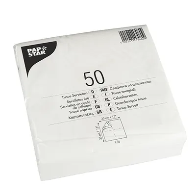 Produktbild von 23200 Servietten, 2-lagig 1/4-Falz 33 cm x 33 cm weiss
