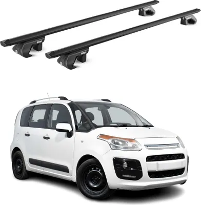 Image de Barres de toit transversales pour Citroen C3 Picasso 2009-2017 Alu Noir 2x ABE