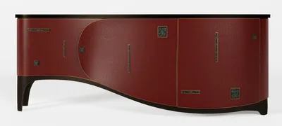 Produktbild von Casa Padrino Luxus Art Deco Sideboard Rot / Schwarz / Messing 195 x 55 x H. 75 cm - Edler Massivholz Schrank - Art Deco Möbel - Hotel Möbel - Luxus Möbel
