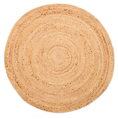Obrázek produktu pro MY-RUG Jutový koberec, Nitin, 120x120, ze 100% juty, ručně tkaný, přírodní materiál, boho styl, oboustranný, kulatý