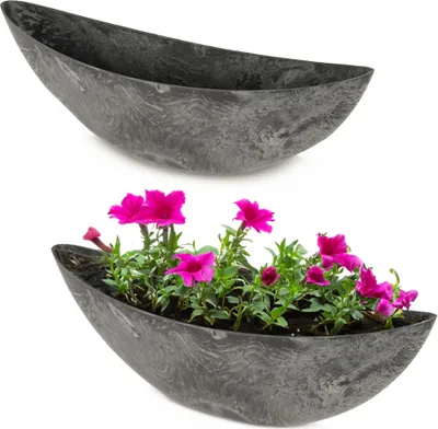 Produktbild von Große Pflanzschalen oval, schwarz 55 cm für außen