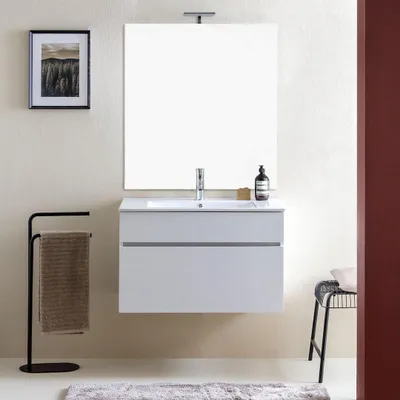 Immagine prodotto di Mobile bagno sospeso 80cm con lavabo e specchio 80x110 | Sole