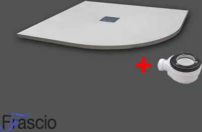 Obrázek produktu pro Sprchová vanička 90X90 cm půlkruhová Vulcano Line Slim White ze syntetické pryskyřice a mramorového prášku s volným odtokem - FRASCIO