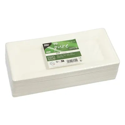 Produktbild von Teller, Zuckerrohr "pure" eckig 13 cm x 26 cm weiss