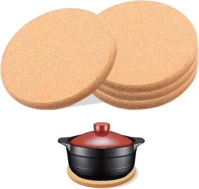 Productafbeelding van Onderzetters, kurk, rond, 19 cm diameter, 4 stuks, hittebestendig voor pannen en koekenpannen