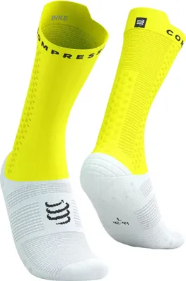Produktbild von COMPRESSPORT Klassische Fahrradsocken - PRO RACING V4.0 BIKE - Weiß/Gelb 35-38
