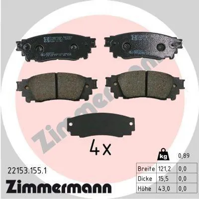 Produktbild von ZIMMERMANN Bremsbeläge Satz Hinten Bremsklötze für TOYOTA Alphard / Vellfire (H3) 22153.155.1