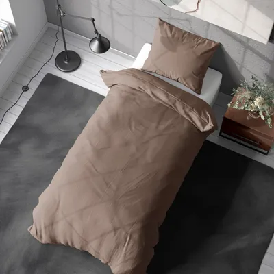 Produktbild von Soma Mikrofaser Bettwäsche 135 x 200 cm Bettbezug 135 cm x 200 cm  Kopfkissenbezug 80 x 80 cm uni nougat