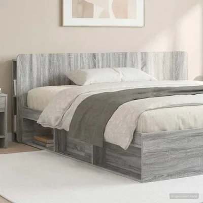Image de Armoire de tête de lit avec rangement vidaXL, en aggloméré gris Sonoma