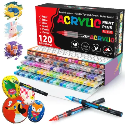Produktbild von Acrylstifte 120 Farben - Wasserfest - Schnell trocknend - Multimarker