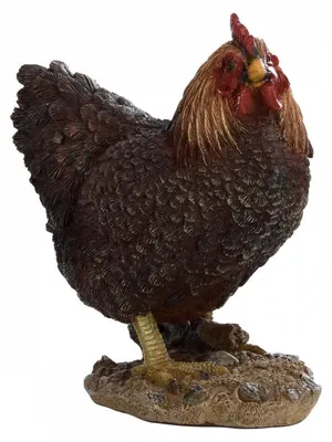 Image de Figurine décorative intérieur ou extérieur - Poule debout - H 19,8 cm - Marron foncé