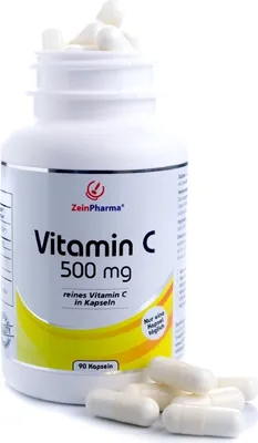 Immagine prodotto di ZeinPharma Vitamina C 500 mg in capsule per il sistema immunitario, 90 capsule