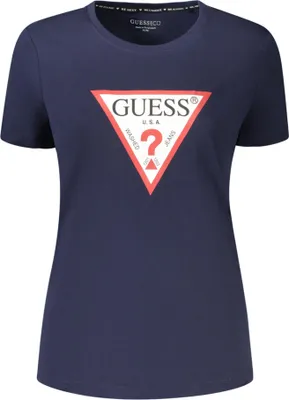 Produktbild von Damen Kurzarm T-Shirt Blau - Baumwolle, Rundhals, Logo-Druck